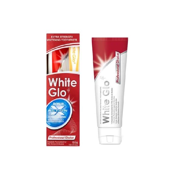《少量現貨》澳洲 WHITE GLO 專業亮白潔淨組合 (牙膏150g+牙刷X1)- 含氟、去除牙漬+亮白