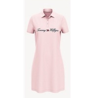 【TOMMY HILFIGER】ESSENTIAL 短袖徽標 POLO連衣裙（粉色、XS號*1）－76B1787