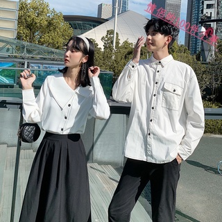 【COUPLE】你衣我裙❗❗娃娃領顯瘦情侶裝2022新款學院風設計感襯衫班服