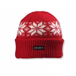SNOWTRAVEL雪之旅 STAR018b-RED [ 3M防風透氣保暖羊毛帽(雪花摺邊) ] 紅色