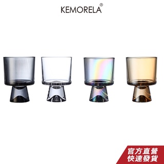 KEMORELA 高腳玻璃杯設計師款小眾高級感甜品杯ins風咖啡杯輕奢高顏值創意水杯酒杯喝水杯子