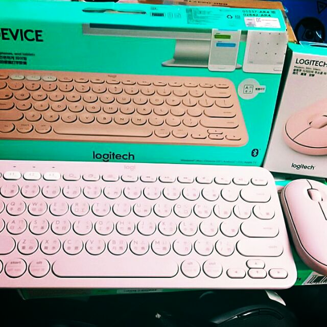 羅技 Logitech K380 + M350 藍芽無線鍵盤滑鼠組 玫瑰粉 鍵鼠組  粉紅色