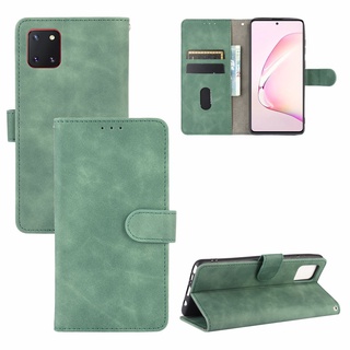 奢華肌膚手感 翻蓋皮套 三星 Galaxy Note 10 Lite 手機殼 磁扣支架插卡 保護殼 掀蓋殼