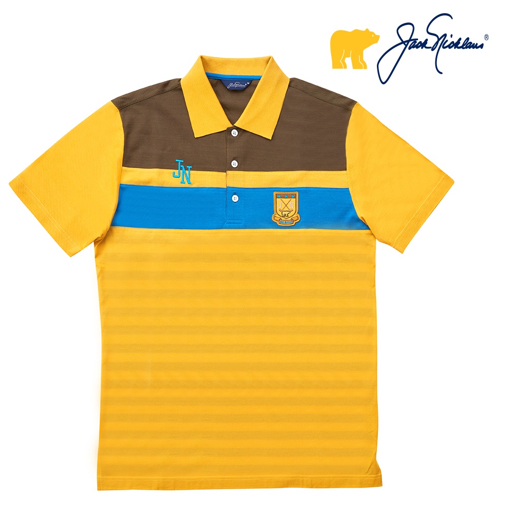 【Jack Nicklaus 金熊】GOLF男款雙絲光棉POLO衫高爾夫球衫(黃色)