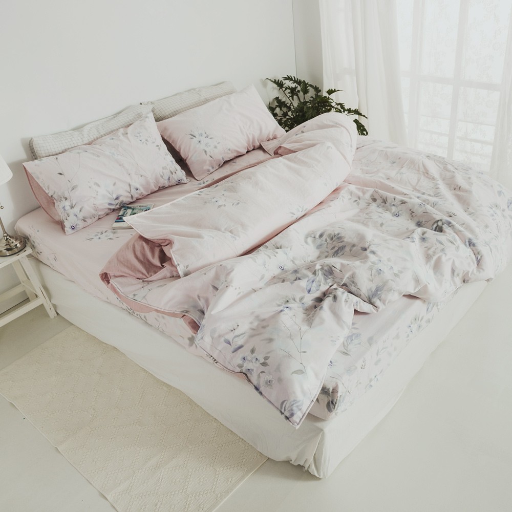 絲薇諾 露草花 100%精梳棉床包枕套組/床包被套組(多規格任選) 台灣製