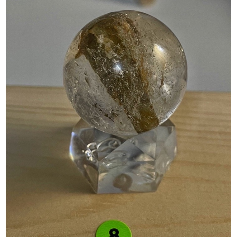 白水晶球內包式二次生長黃銅礦