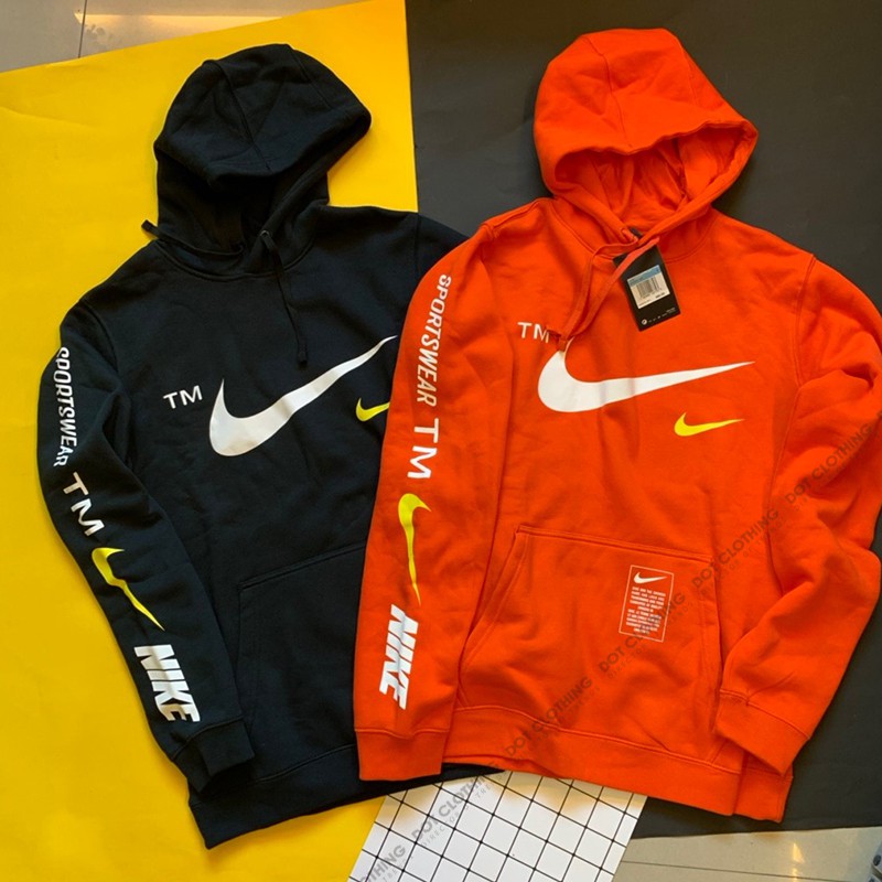 NIKE TM HOODIE 黑 橘 螢光黃大勾 帽T OFF WHITE風 台灣未發 BV3063-010