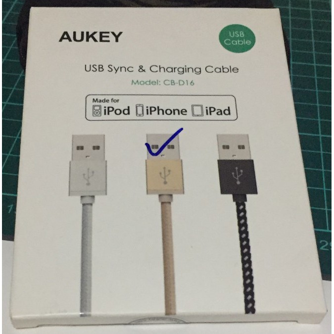 【FG】Aukey CB-D16 (MFi認證 Lightning 傳輸充電線)原廠盒裝