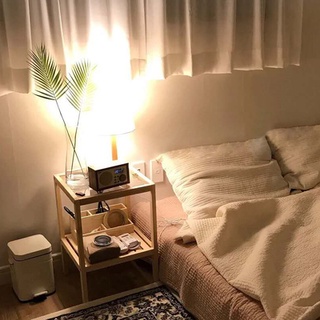 【原木玻璃茶幾+現貨免運】ins北歐實木床頭櫃簡易沙發邊幾床邊小桌子少女心網紅款簡約茶几