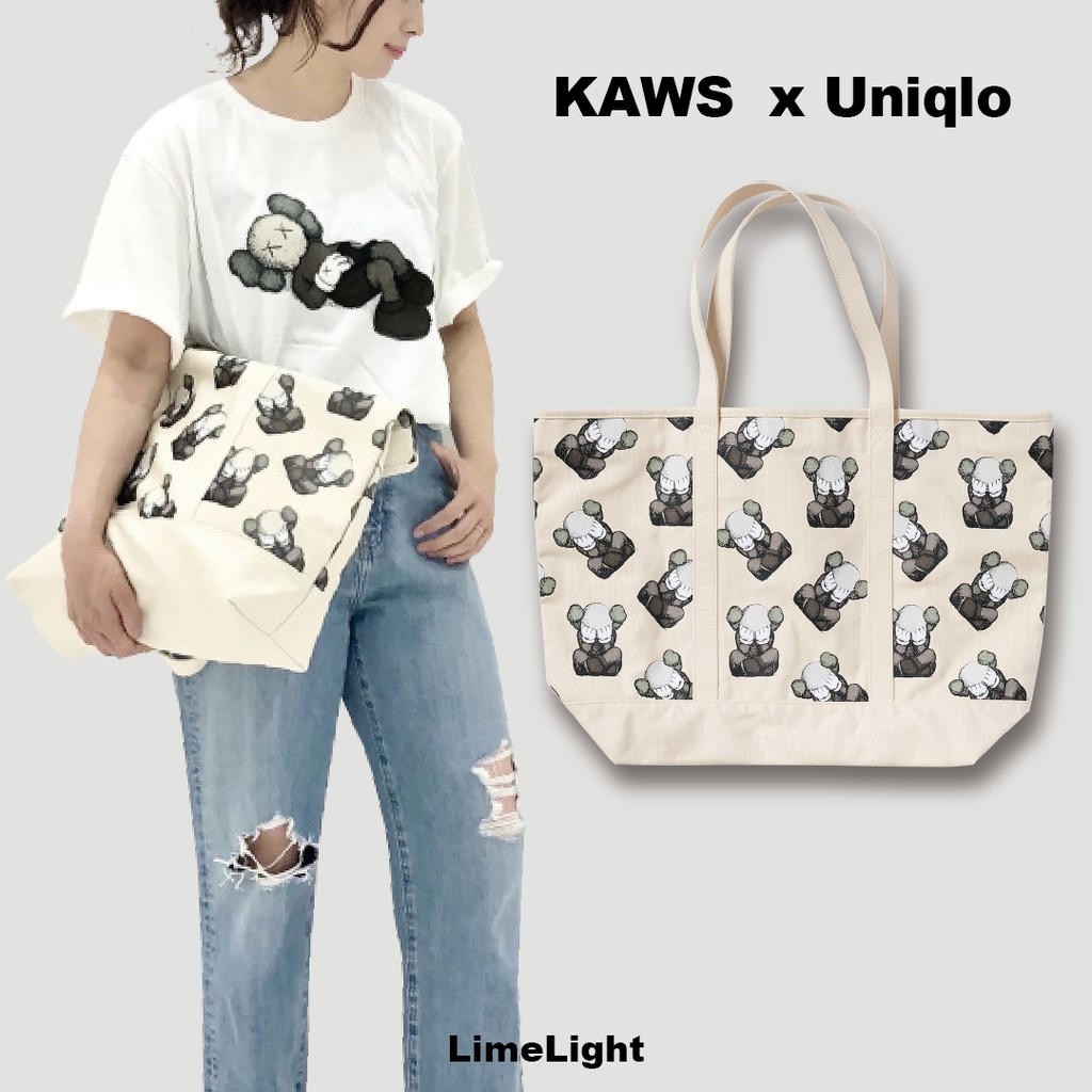 ☆LimeLight☆ UNIQLO x KAWS 日本 限量 台灣未售 公仔 收藏 白色 托特包 包包 側背包 27