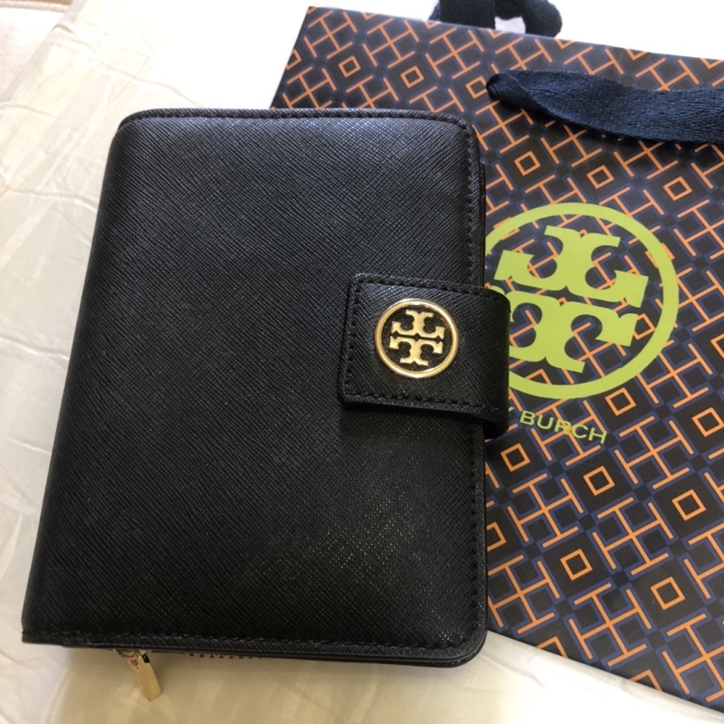 Tory Burch/TB 專櫃 中夾 十字紋 防刮 手拿包 tb錢包 多卡位皮夾