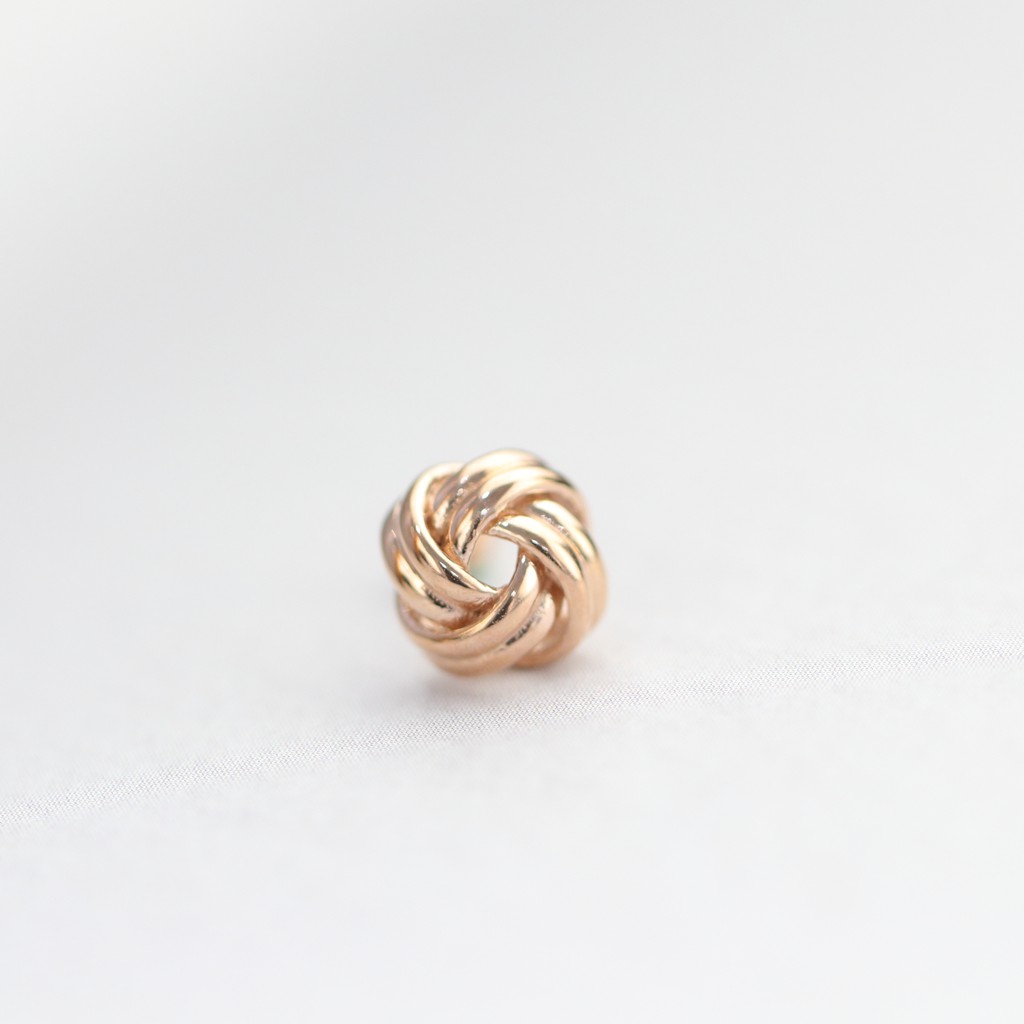 14K Twisted roll Piercing 麻花鎖珠耳環(單個)  K金 耳環