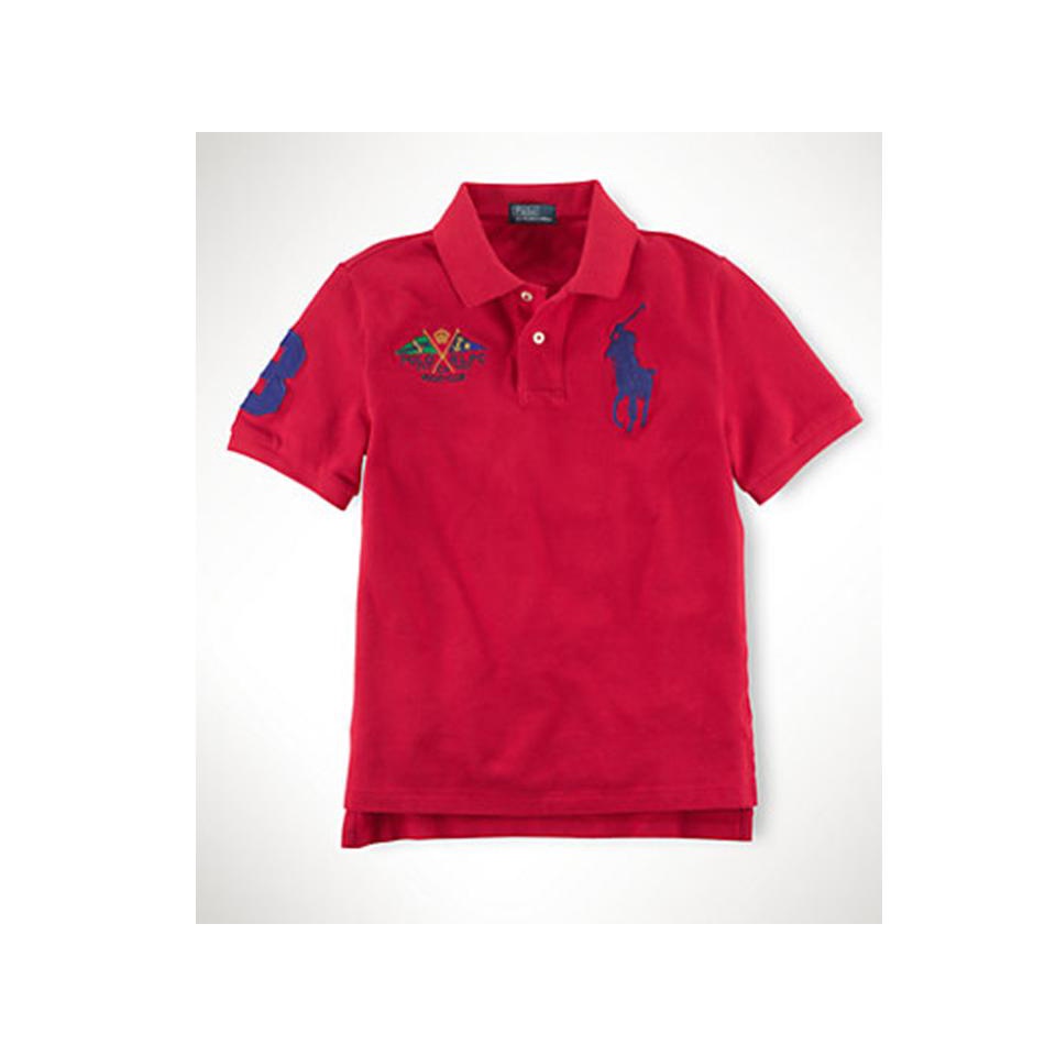 [美國精品衣飾屋] 美國 RALPH LAUREN POLO 大男童紅色繡大馬POLO衫 L