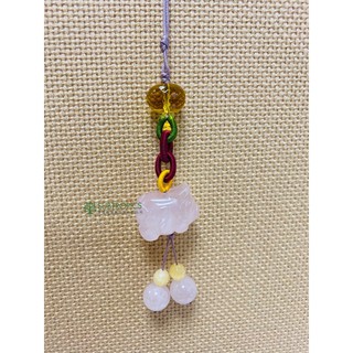 【亞熱帶精品】◆現貨◆包包/鑰匙/汽車掛件 避邪擋煞 增進感情 招桃花單隻粉晶豬中國結吊飾(粉紫繩) 改善人緣旺桃花