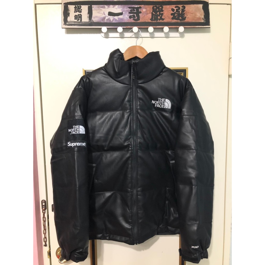 supreme x tnf leather nuptse