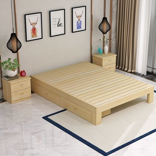 榻榻米床架現代簡約實木床1.8米出租房用經濟型單人床1m雙人床happy妹家具