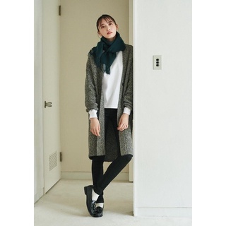 UNIQLO 黑白混羊毛毛線長版外套 毛呢針織大衣