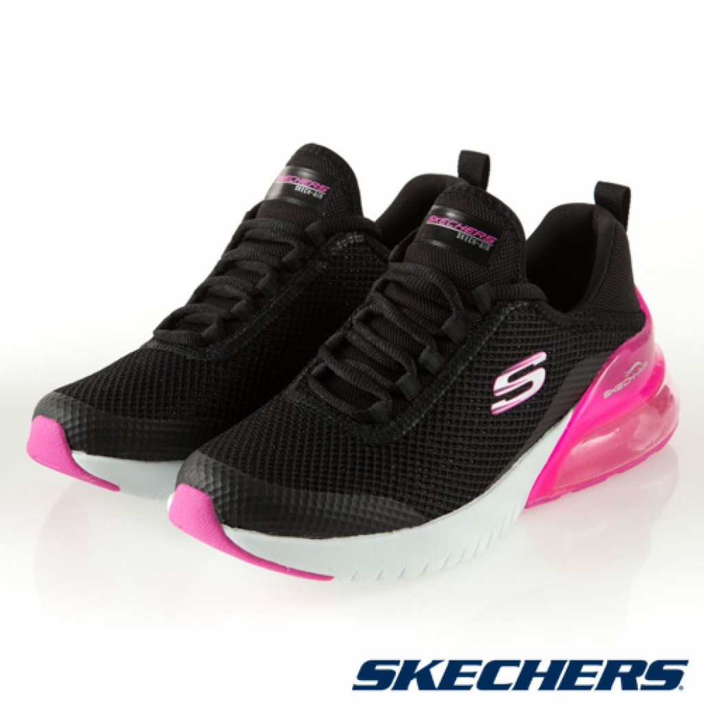 SKECHERS SKECH-AIR STRATUS 黑粉色氣墊運動女鞋（13276BKHP）