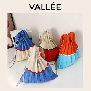 【VALLEE】✨現貨針織包毛線包✨新款質感購物袋褶皺設計編織包斜背包手提包風琴包女三色拼接