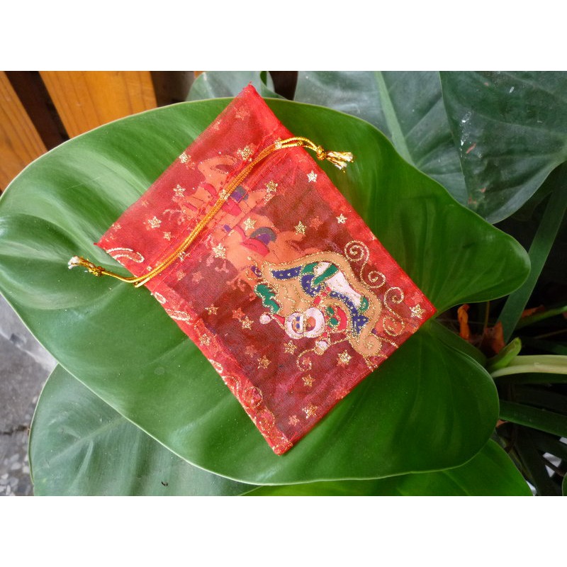 聖誕老公公雪紗袋【 10*15 】聖誕節糖果袋˙送客禮˙禮品袋˙可以裝名片型的謝卡.促銷價 $ 3 元