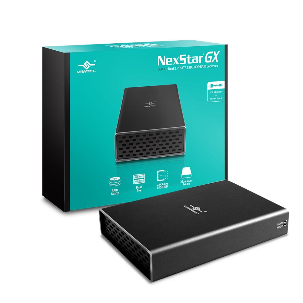 【Vantec 凡達克】NexStarRGX USB 3.0雙槽2.5吋SATA SSD / HDD RAID外接盒(N