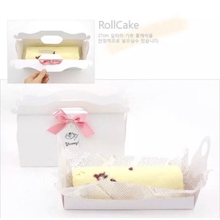 禎巧手 蛋糕盒 長款蛋糕卷盒cupcake杯子蛋糕盒 全白蛋糕卷盒手提蛋糕全白色打包盒 烘焙包装長條盒