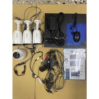 新光保全監視器組 一臺主機 內裝4T硬碟 500萬畫素廣角度紅外線攝影機 4支 集音器(錄音) 線材俱全 極新 現貨出清