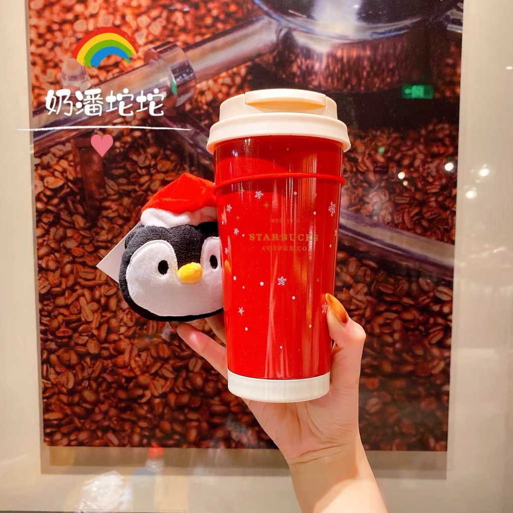 Starbucks官方正品！星巴克聖誕極光星願企鵝水豚熊貓零錢包掛件不銹鋼隨行杯果汁珍奶茶奶昔茶水咖啡杯473ml