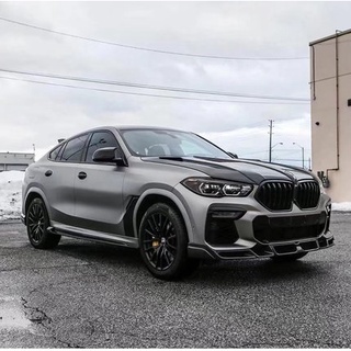 黑馬汽車精品 適用BMW寶馬X6 G06改裝LD款碳纖維小包圍 前下巴 後下巴 側裙 引擎蓋 頂翼 碳纖維