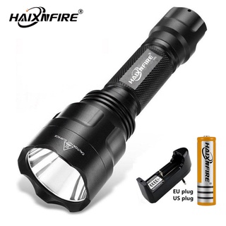 haixnfire xm-l2 led 強光手電筒 超亮遠射 夜間徒步 露營 登山 釣魚 防水閃光燈18650