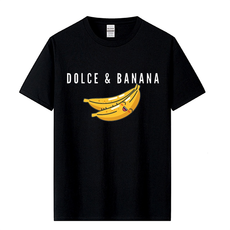 男士 T 恤高品質 100% 純棉搞笑香蕉印花夏季休閒寬鬆 O 領短袖 T 恤男 T 恤上衣