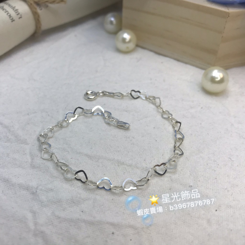 【星光飾品】《現貨》正生銀飾 愛心串串手鍊 925純銀 香港代購