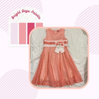 粉橘色兒童洋裝 氣質洋裝 蝴蝶結洋裝 格紋洋裝 綁帶洋裝 夏季洋裝 音樂表演洋裝