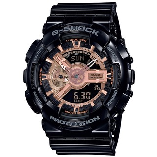 【CASIO】卡西歐 G-SHOCK 經典110玫瑰金防磁運動亮面雙顯錶 GA-110MMC-1A 臺灣卡西歐保固一年
