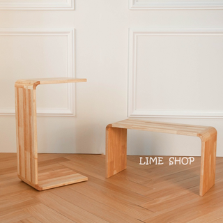 『LIME』北歐實木加厚邊桌 ㄈ字邊幾 小茶几 邊幾 ㄇ字茶几 筆電桌 床上桌 沙發桌 懶人桌 咖啡桌 和室桌 換鞋凳