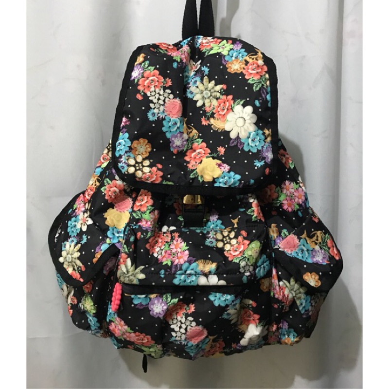 lesportsac benefit 7839 專櫃正品有保卡聯名款媽媽旅遊輕量後背包+rough小斜背