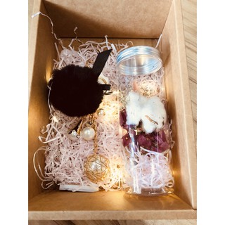 Choco’s 小香風 珍珠毛球鑰匙圈 可搭配乾燥花罐成為 乾燥花禮盒 聖誕禮物 交換禮物