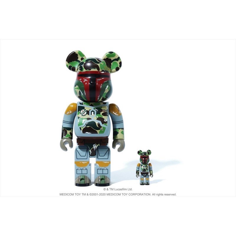 BE@RBRICK BAPE 波巴飛特 綠迷彩 星戰 BOBA FETT 100％ 400％ 賞金獵人 星際大戰