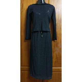 台灣精品服飾 GENTLEMAN DUCK 達克公爵 二手 黑底 白點 彈性 三件式 柔美 裙裝 套裝 38號