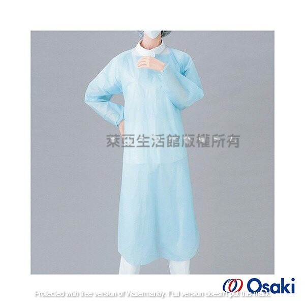 萊亞生活館 日本 大崎 OSAKI居家防護用-拋棄式PE長袖藍色圍裙(束袖型)一盒10入樂齡 長照 隔離衣A633