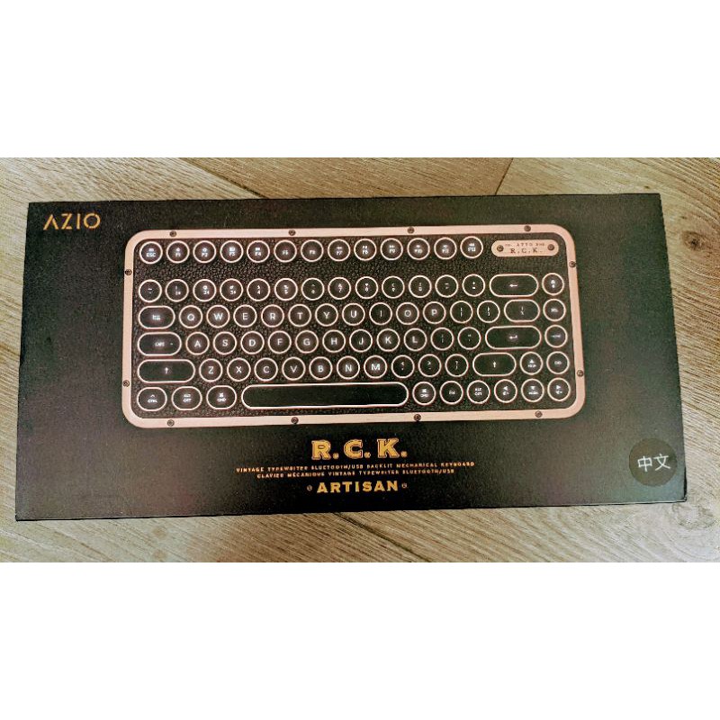 二手 AZIO Retro R.C.K 牛皮短版藍牙鍵盤 打字機造型 黑金色