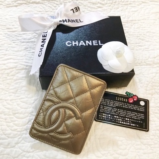 Chanel 真品 - 經典限量 菱格紋 古銅金 康朋 名片夾 信用卡夾