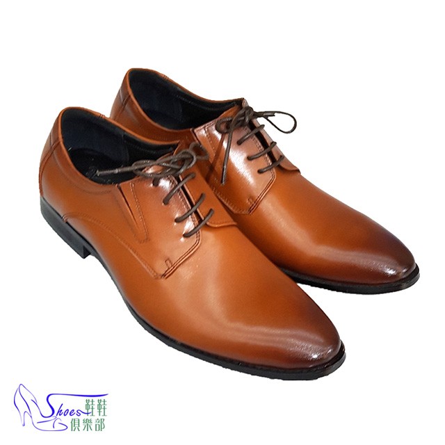 鞋鞋俱樂部 鞋帶款棕色 真皮木跟膠底 牛津皮鞋 268-601