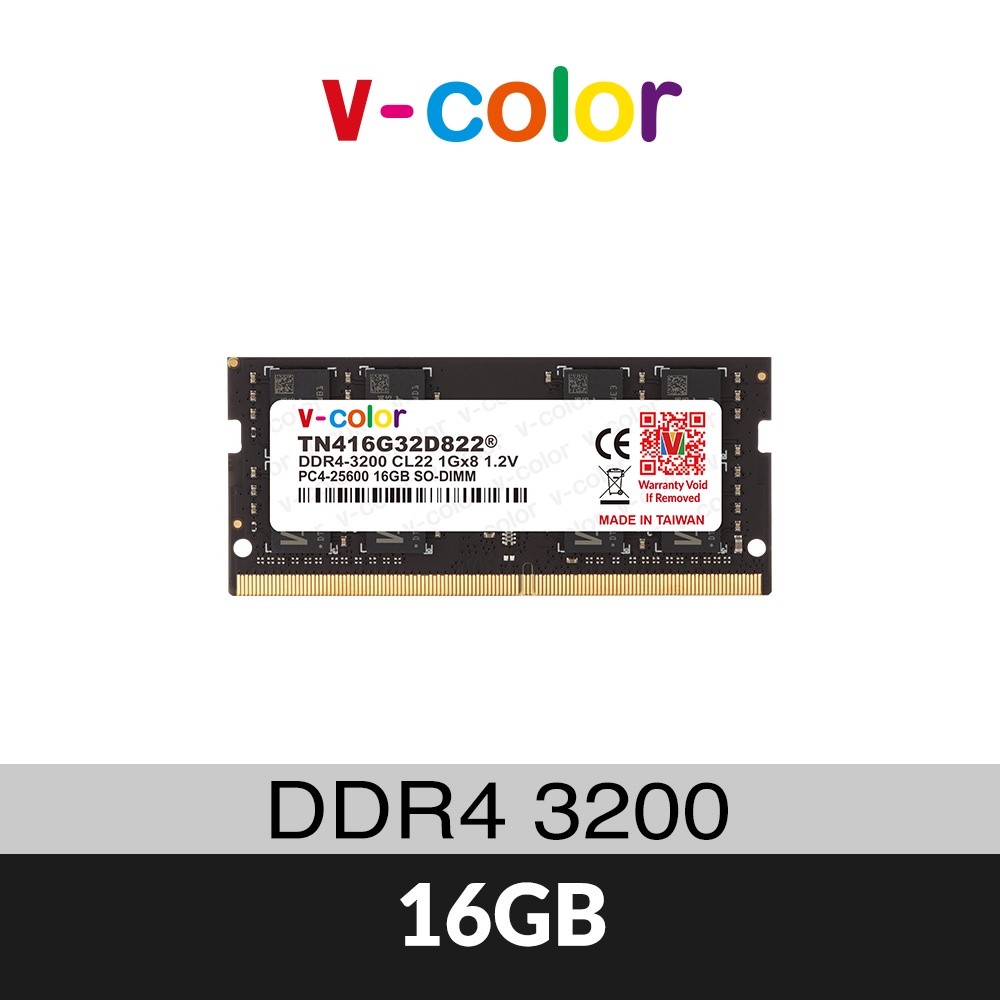 v-color 全何 16GB (16GBx1) DDR4 3200MHz 筆記型記憶體