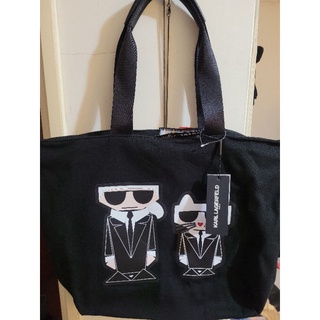 全新正品👉KARL LAGERFELD 帆布折疊大購物袋(黑)