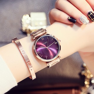 GUOU 古歐 8149紫色大錶盤 女表歐美範時尚簡約炫彩石英錶盤 玫瑰金鋼帶手錶女