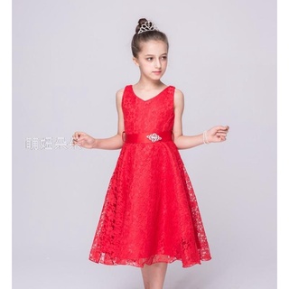 ♥萌妞朵朵♥紅色歐美氣質蕾絲花樣公主裙/花童/兒童畢業禮服/蓬蓬紗裙/實照/MT0042