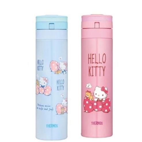 膳魔師Hello Kitty藍蝴蝶結 自動上鎖超輕量真空保溫瓶0.45L