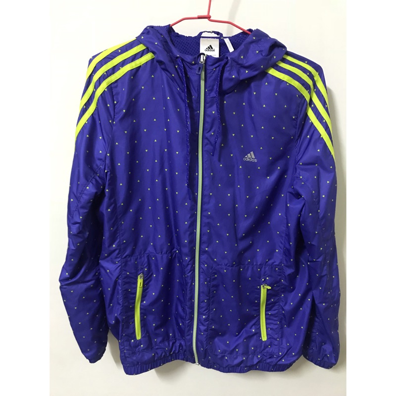 《二手》Adidas 三角點點藍紫色運動風衣外套-XL
