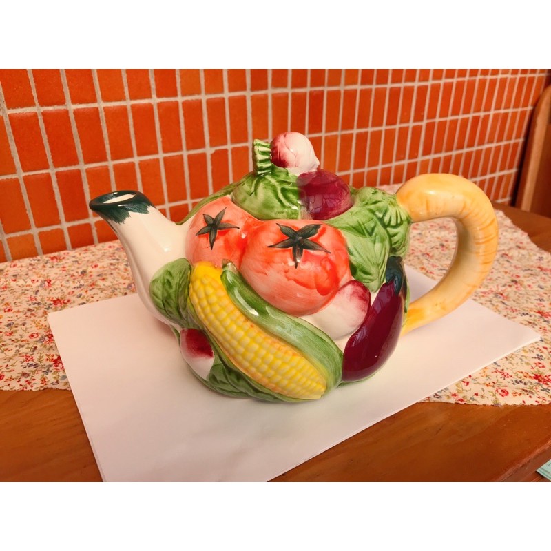 全新 陶瓷茶壺 蔬果立體造型 台灣製造 立體雕花 鶯歌陶瓷 裝飾品 茶壺
